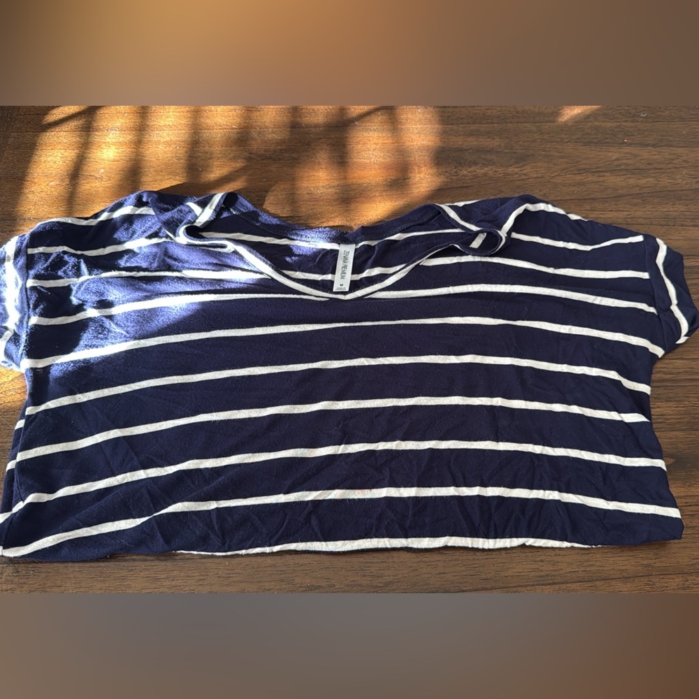 Zanana oversized Navy and White Striped T-Shirt